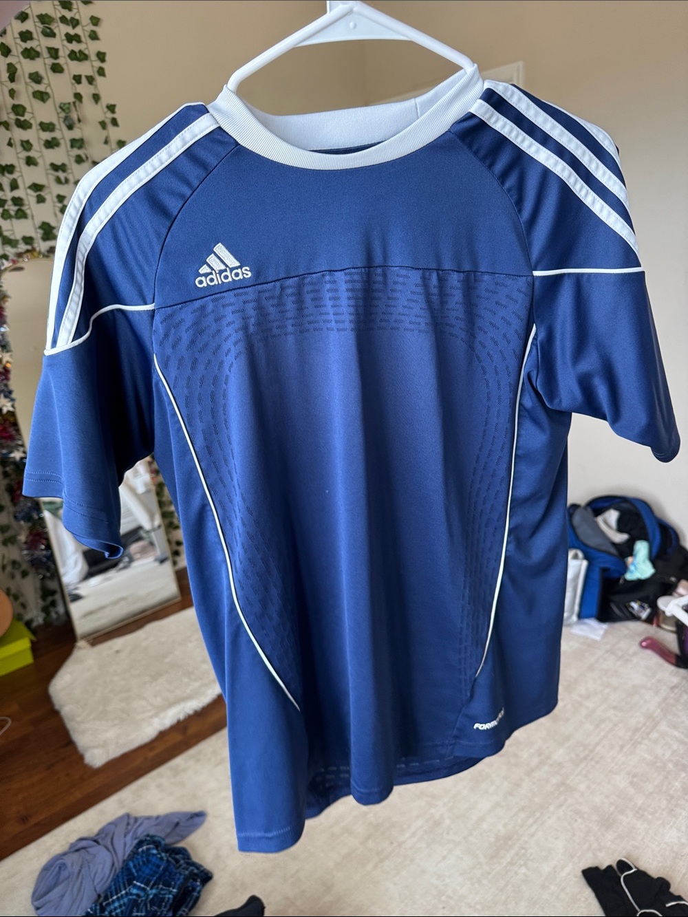 adidas Men’s Navy Blue Soccer Jersey with White Trim